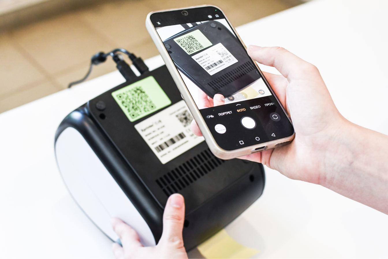 Сканирование QR-код на термопринтере при проведении первичного учёта и инвентаризации